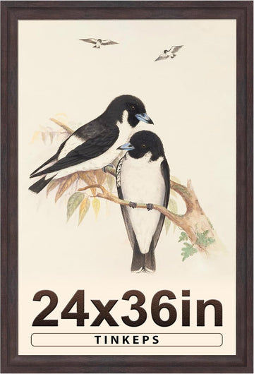 24x36 Walnut Brown Poster Frame, Vintage Wide Edge, Wall Decor | 24x36 walnut brown frame in engineered wood with