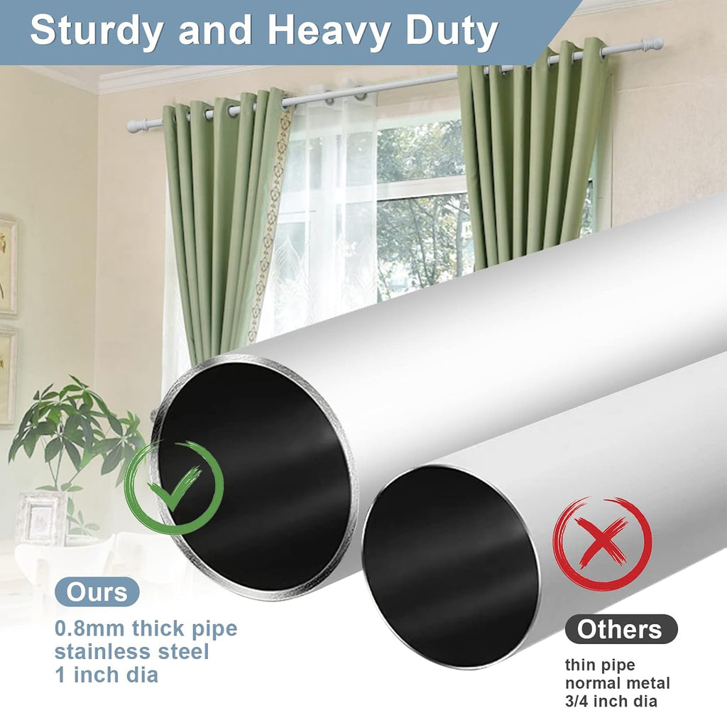 Decorative Window Curtain Rods 28 to 62" - 1 Inch Heavy Duty Metal Curtain Rod Set,Adjustable Drapery Rods with