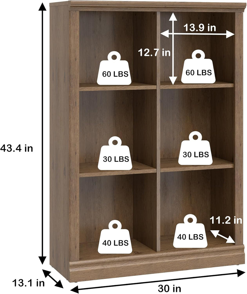 6 Cube Storage Organizer Bookcase - 3 Tiers 6 Storage Cube Adjustable Space Book Case, Display Cabinet Organizer