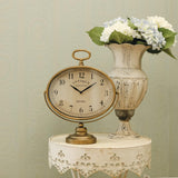 HOME Antique Table Clock, Gold Retro Desk Clock with Silent-Non-Ticking Battery Operated Rustic Desk Clock for