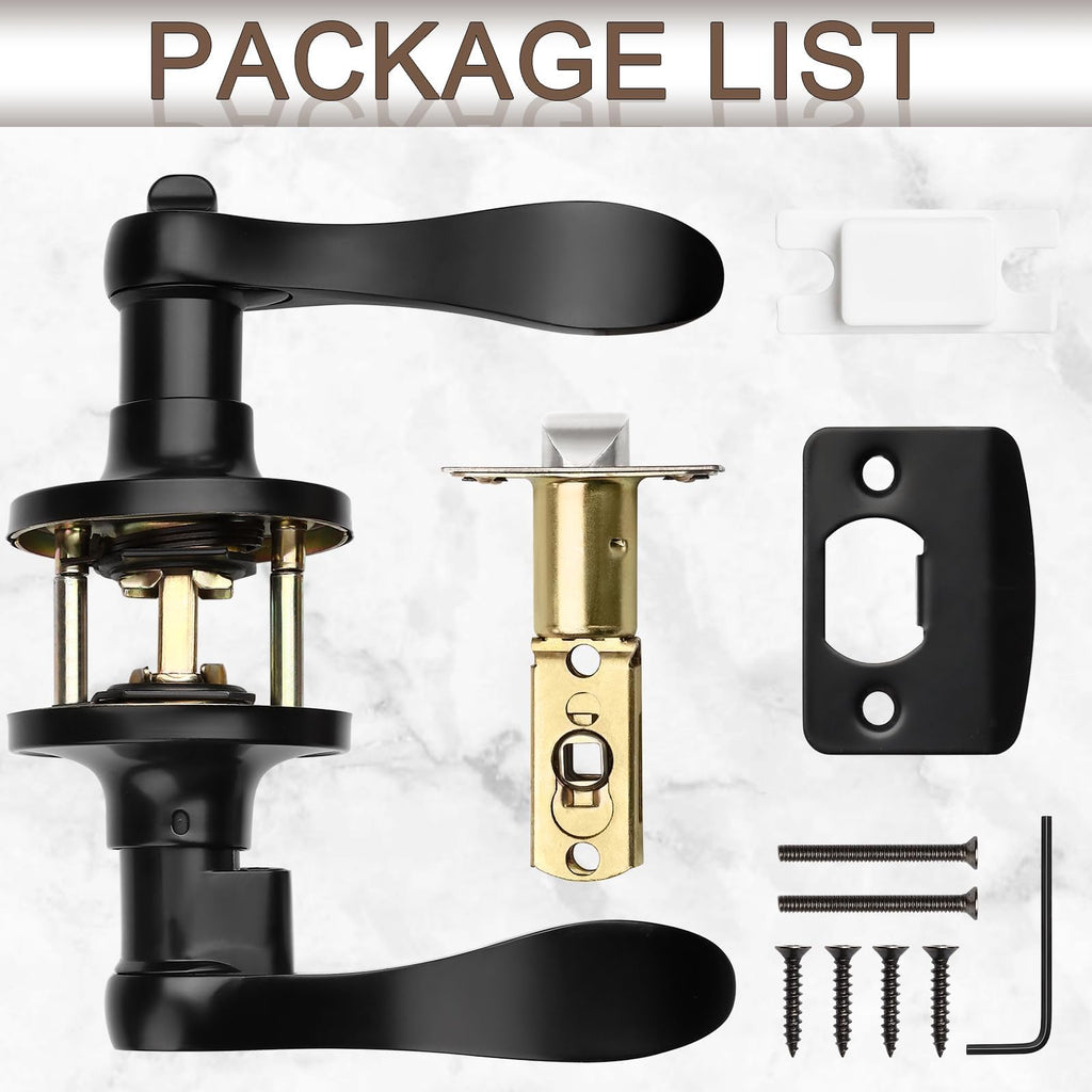 10 Pack Matte Black Door Handles Privacy Door Levers, Heavy Duty Bed and Bath Door Locks Interior Door Knobs