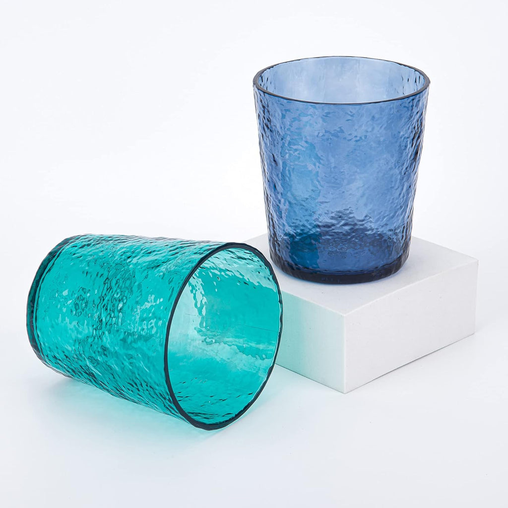 12-ounce Acrylic Old Flashion Glasses Plastic Tumblers, set of 8 Multicolor