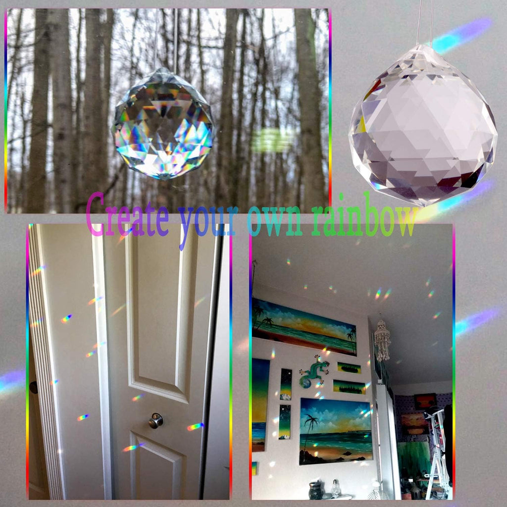 3.15Inch Hanging Large Prism Pendant,Prisms Sun Catcher Rainbow Maker Crystal Sunshinecatchers for Windows