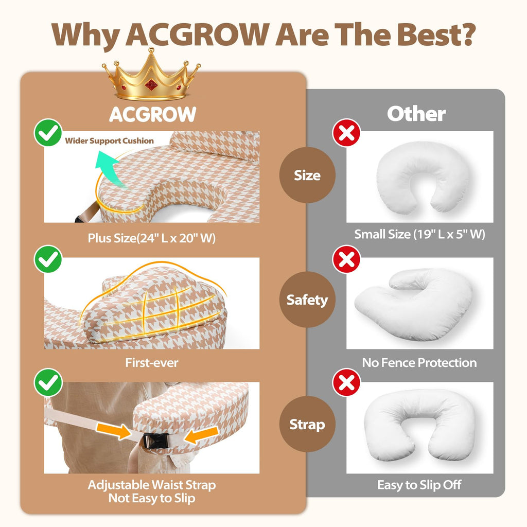 Nursing Pillow for Breastfeeding, with Safety Fence, Removable Cover
