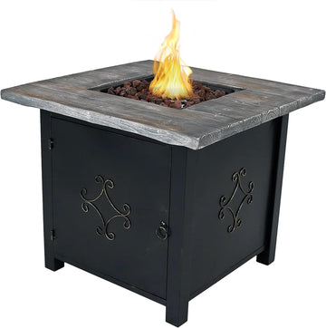 30-Inch Square Propane Fire Pit Table - 40,000 BTU Outdoor Gas Fire Pit Table with Lava Rocks and Weather-Resistant