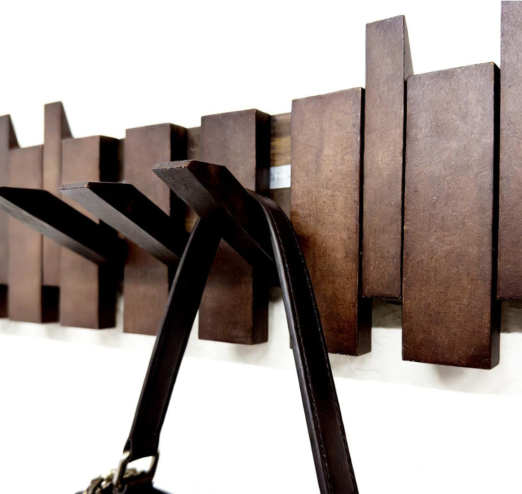 Wall Mounted Coat Rack with Hooks Wooden Wall Mount Piano Key Coat Rack 8 Hooks Solid Wood Coat Rack Wall Mount (22")