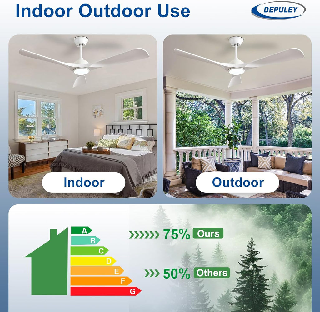 52-Inch 3-Blade Ceiling Fan with Light Transform Your Space with Comfort and Style 52-Inch Outdoor Ceiling Fan with Light Quiet,Smart Control, Ideal for Year-Round Comfort