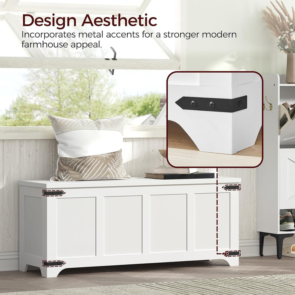 47.2" Storage Chest Extra Large, Wooden Storage Bench with 2 Safety Hinges, Entryway Shoe Bench, 47.2x15.7x19.7 Inch