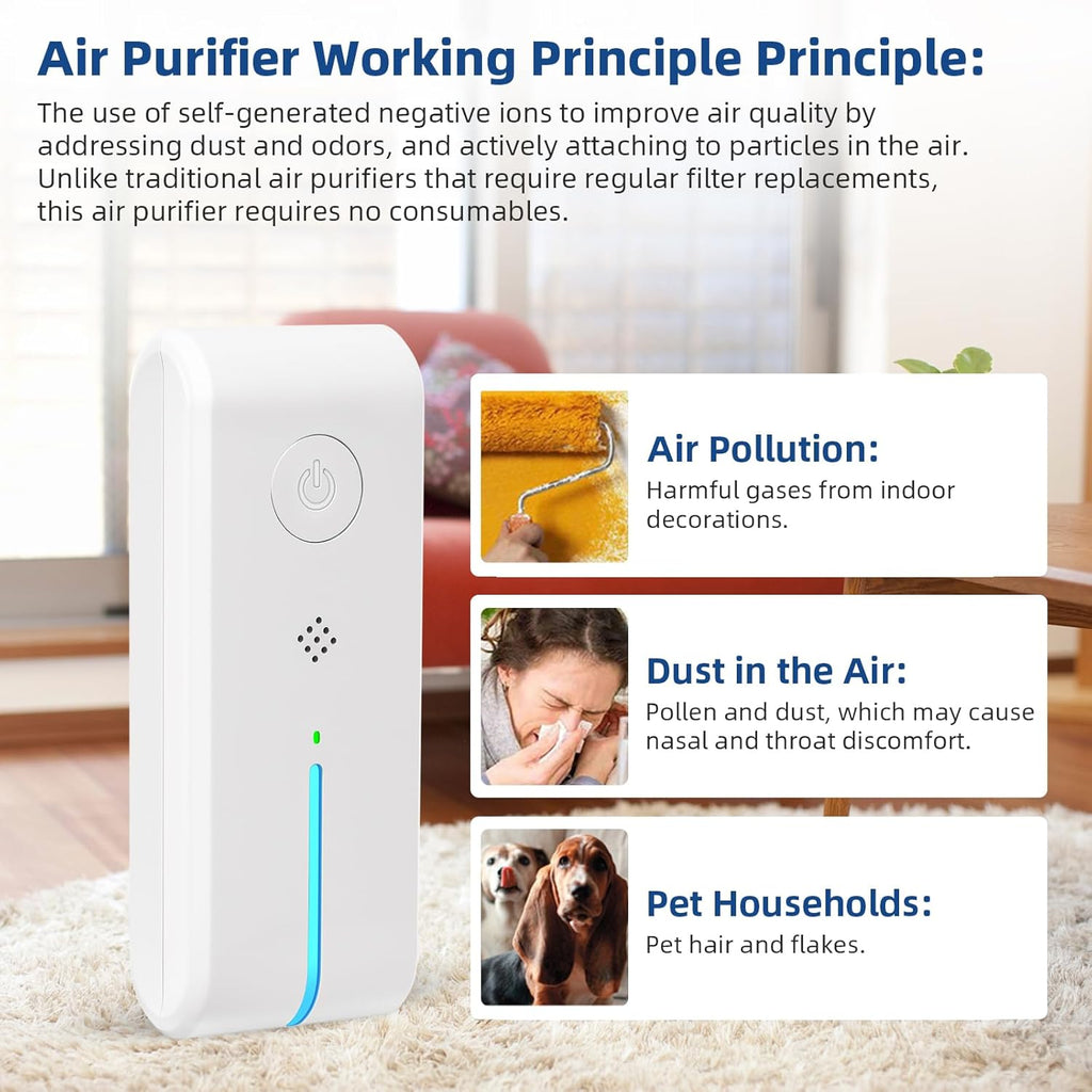 Plug In Air Ionizers - Air Ionizer for Home,Air Purifier Plug In with Night Light Negative Filterles