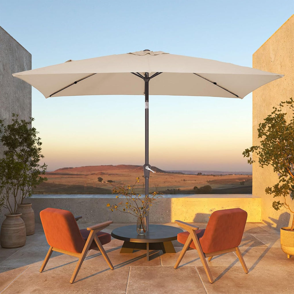6.5x10 ft Rectangular Patio Umbrellas Rectangle Outdoor Umbrella with Push Button Tilt and Crank