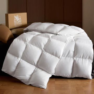 Goose Down Fiber Comforter King - All-Season Hotel Quality Duvet Insert, High Fill Power, Ultra Soft