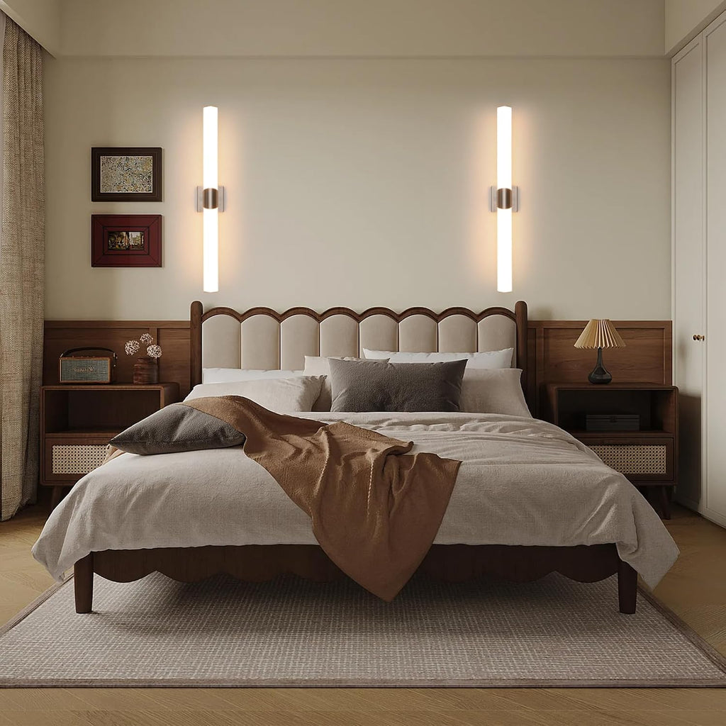 Wall Sconce 30.4 Inch Brushed Nickel Bathroom Sconces Led Wall Lights with Acrylic Shade Hardwired Long Vanity
