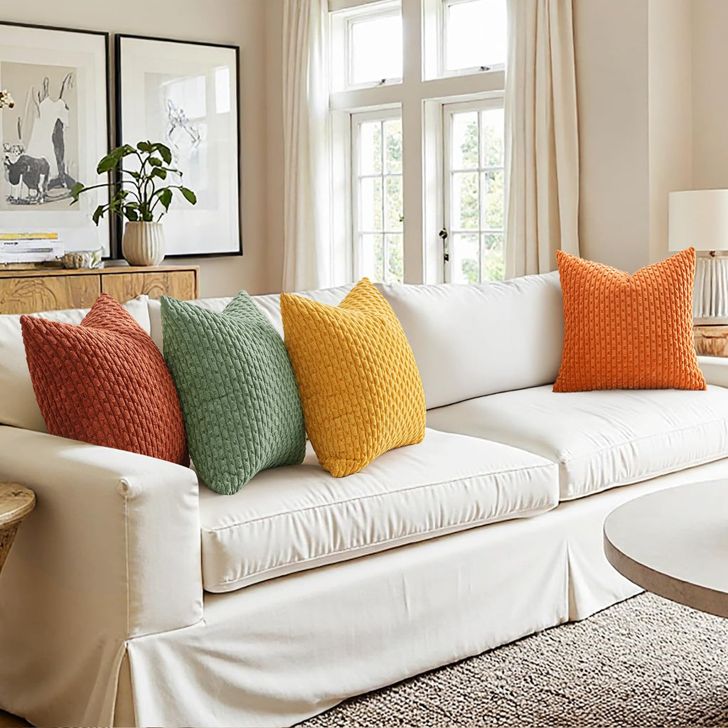 Fall Burnt Orange Decorative Throw Pillow Covers 18x18 Set of 4