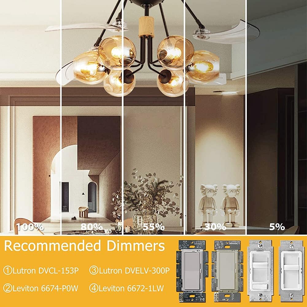 Dimmable G16.5 LED Bulbs,E26 Edison LED Light Bulbs,6W Equal 60 Watt Light Bulb,600lm,Soft White 3000K,Globe Light (6Pack)