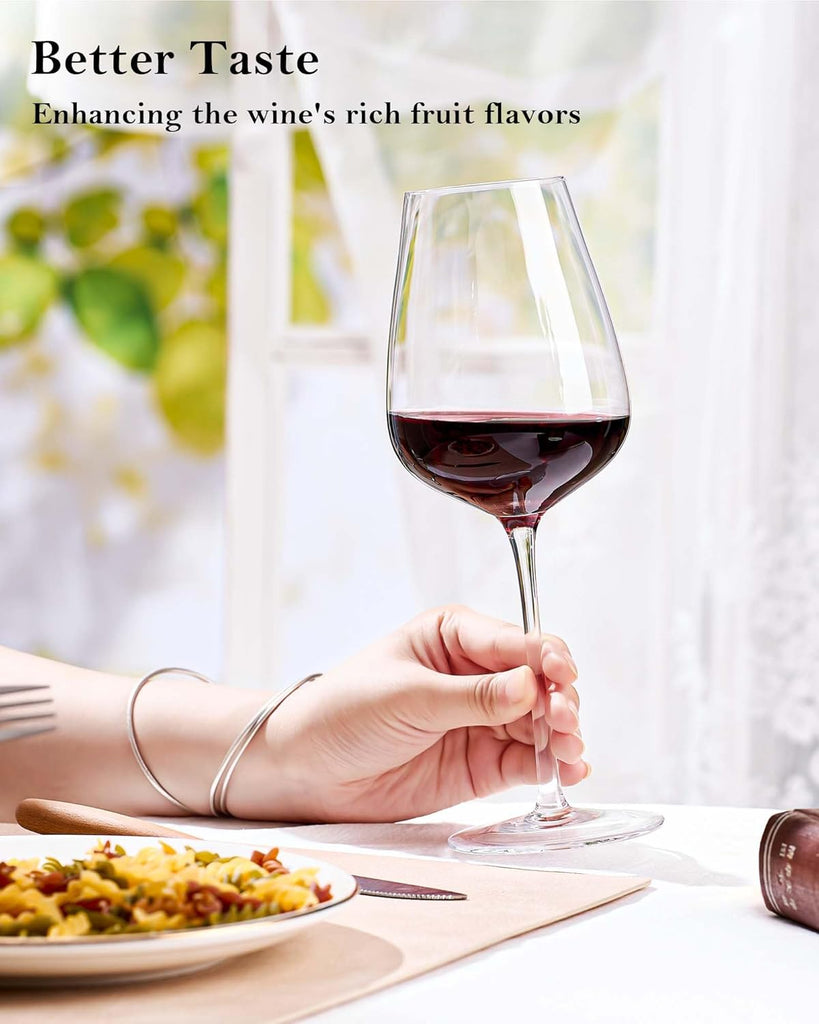 Hand Blown Bordeaux Wine Glasses - Set of 6-18 Ounce - Great Gift Packaging - Red Wine Glasses Lead-Free Premium Glass
