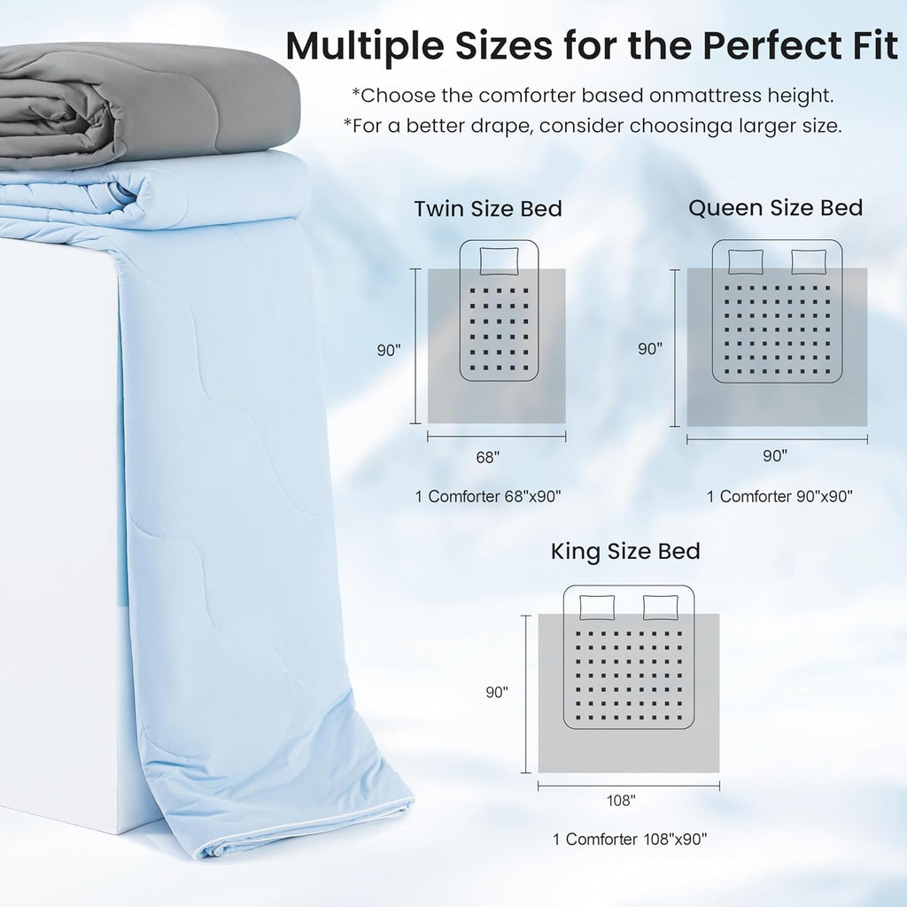 Cooling Comforter King Size, Double Sided Cooling Blankets for Hot Sleepers, Q-Max>0.4 Instant Cool-to-Touch, 2X