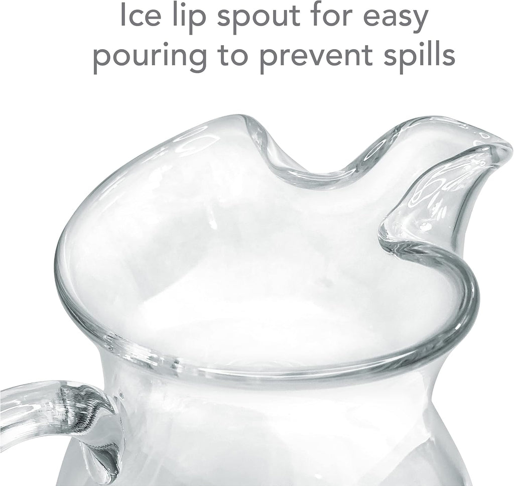 Napoli Glass Pitcher, 70 oz - Large Glass Water Pitcher with Spout for Serving Water, Juice, Sangria, Lemonade and