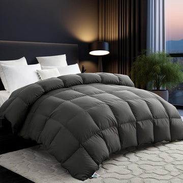 Organic 75% Goose Down Fiber Comforter Full,850+FP,1200TC,Extra Fluffy,Hotel-Luxury Ultra Soft All S