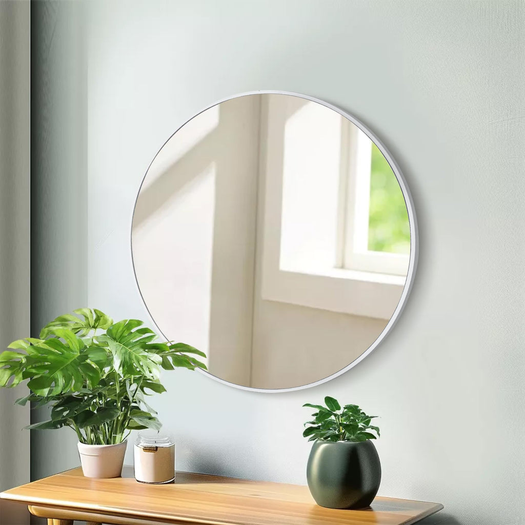 24 Inch White Round Bathroom Mirror