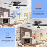 Flush Mount Ceiling Fans with Lights - 46" Black Low Profile Ceiling Fan Light with Remote/APP, 6 Speeds Mute Reversible Motor, Modern Ceiling Fans for Indoor and Outdoor, Bedroom, Patios A101-B0DKDZ8Z2P