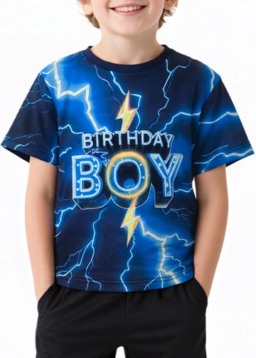 Birthday Shirts for Boys,Lightning Design Birthday Boy Short Sleeve T-Shirt for Party Gifts Celebrations