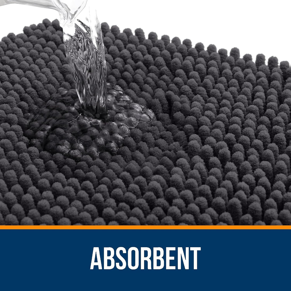 Bathroom Rugs 30x20, Extra Soft Absorbent Chenille Bath Rugs | Dark Grey, Quick-Drying Rubber Backing, Machine