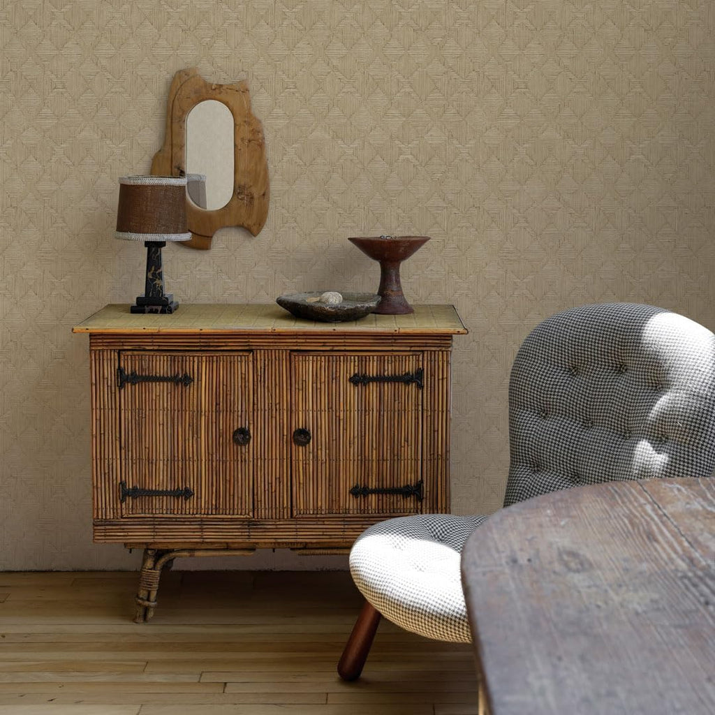 X Jeremiah Brent Cream Textured Hoffmann Faux Sisal Removable Peel and Stick Wallpaper, 20.5 in X 16.5 ft, Made in