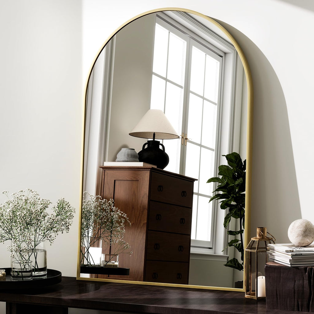 20"x30" Arched Bathroom Mirror Wall Mounted Gold Arch Mirror