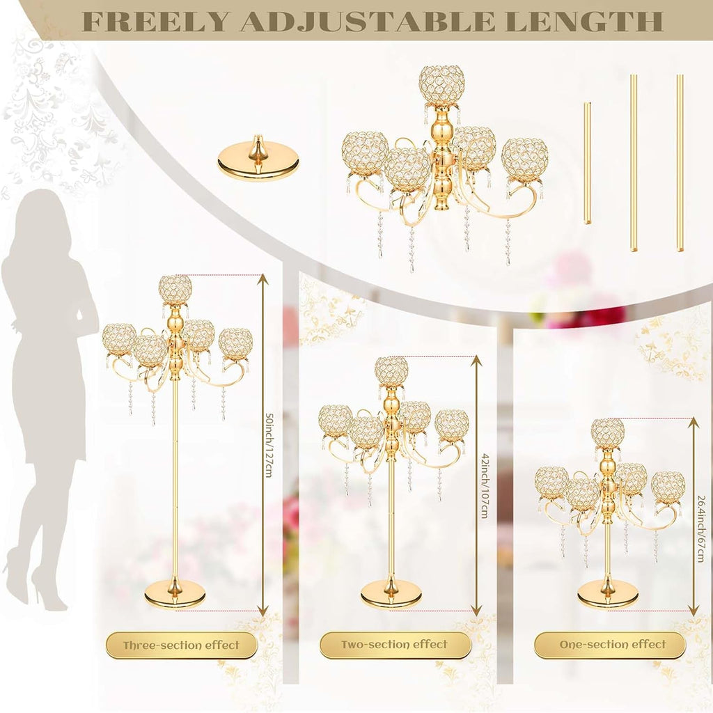 50" Tall Large Elegant Crystal Candelabra/Candlestick Holder Centerpiece for Weddings, Parties & Reception Decoration