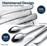 Hammered Silverware Set, 30-Piece Flatware Set