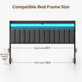 Headboard for King Bed with Storage, 60,000 DIY Color of LED Light, Head Board with USB & Type C Port