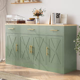 Buffet Cabinet with Storage,53.4" Large Kitchen Storage Cabinet with 3 Drawers and 4 Doors,Wood Farmhouse Buffet