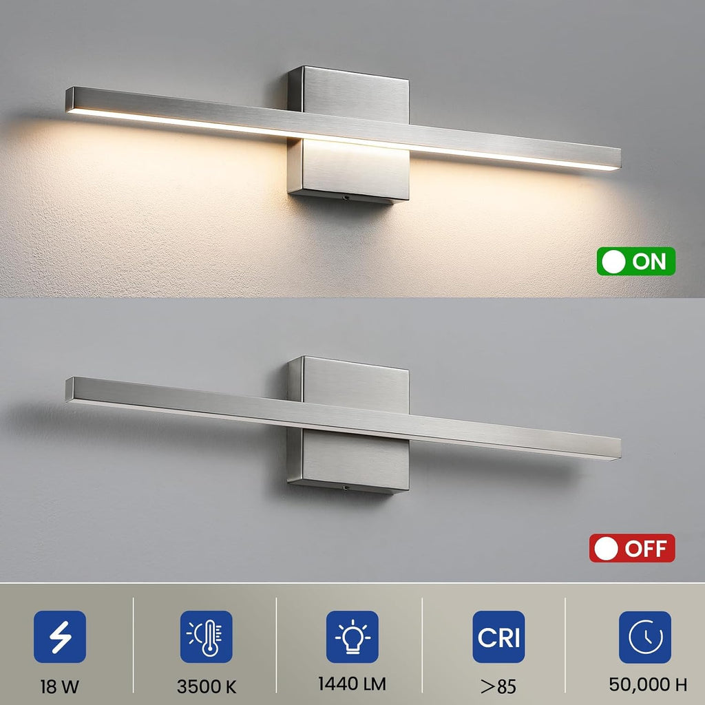 Brushed Nickel Vanity Light - 23.6inch Bathroom Vanity Light Fixture Dimmable 5CCT Modern Bathrooms Sconce 18W LED