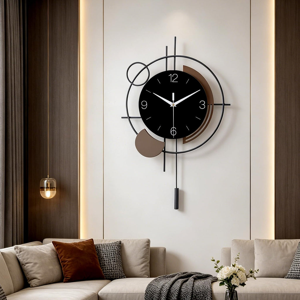 Wall Clock with Pendulum Large Silent Battery Clock Decor