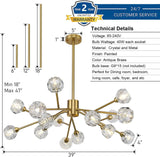 Sputnik Chandeliers for Dining Room Light Fixtures,Modern Crystal Chandeliers for Living Room,15 Lights Gold Mid Century Brass Lighting Fixtures for Kitchen Island Bedroom Entryway A116-B097RJGY9W