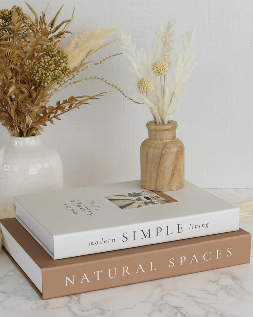 Beautiful Decorative Books - Set of 2 Boxes Enhance Your Coffee Table, Bookshelf or Mantel Shelf Decor - Aesthetic