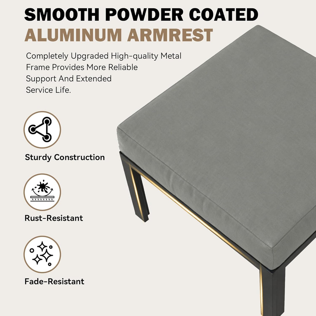 Metal Outdoor Ottoman, 2-Piece Aluminum Footstool w/Removable Cushion, Multipurpose Footrest Stool Additional