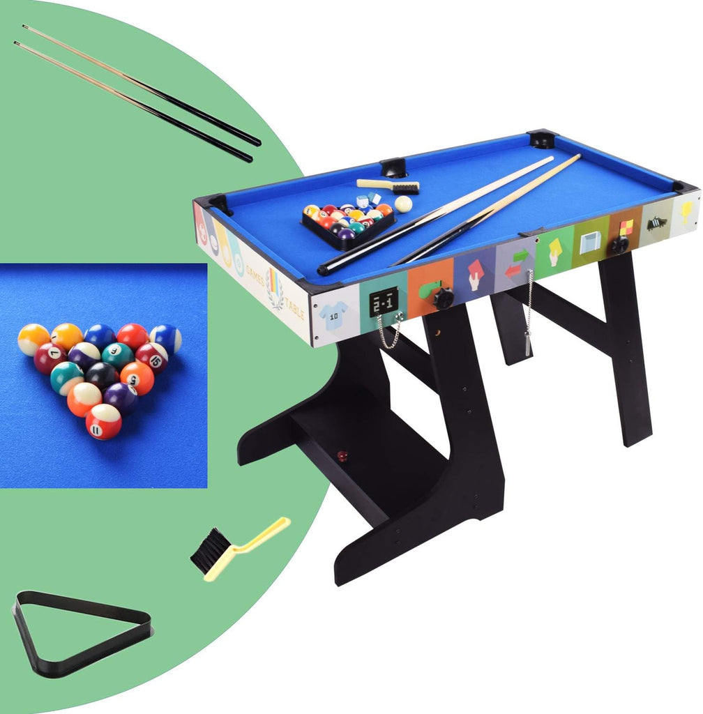 4FT 4 in 1 Folding Muliti Sports Game Table, Combo Table - Pool/Snooker Table, Air Hockey Table,Table Tennis