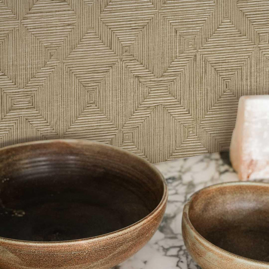 X Jeremiah Brent Cream Textured Hoffmann Faux Sisal Removable Peel and Stick Wallpaper, 20.5 in X 16.5 ft, Made in