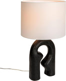 Modern Abstract Sculptural Table Lamp with Drum Shade, Black and White