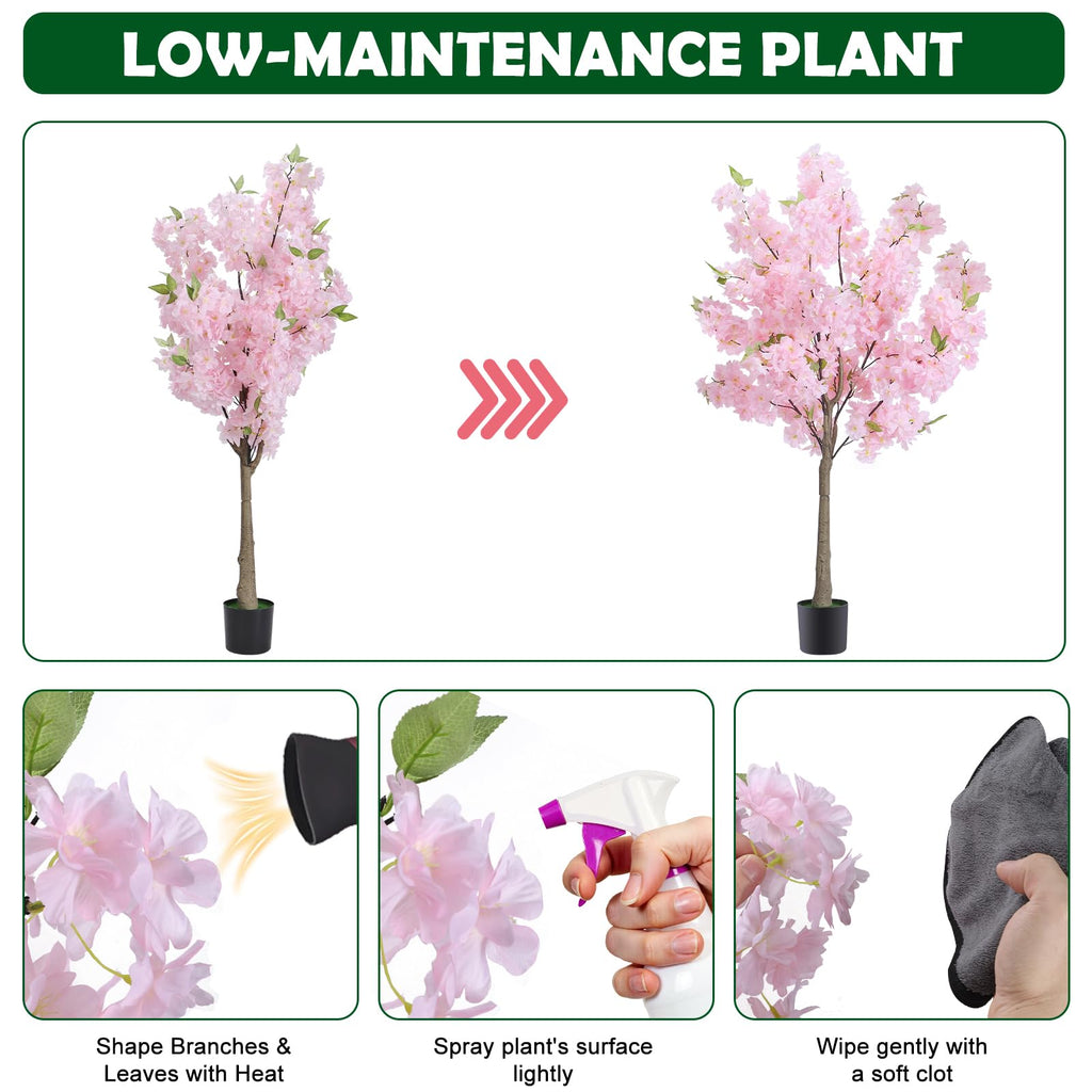 4FT/5FT Pink Artificial Cherry Blossom Tree with Pot Wedding Decor