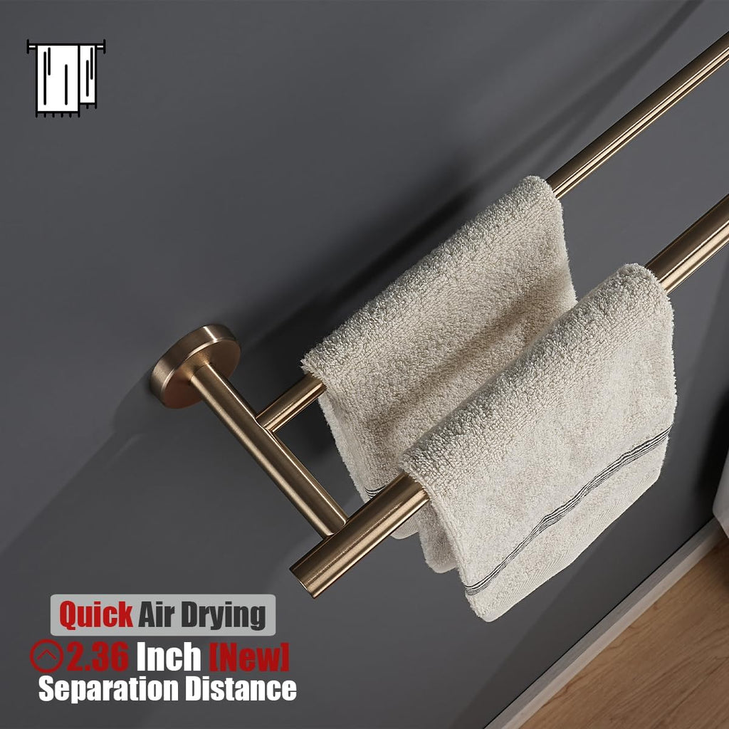 Bathroom Hardware Set, 5-Piece Bath Accessories Set Champagne Bronze Wall Mount Includes 24 in Towel Bar, 9 in HT
