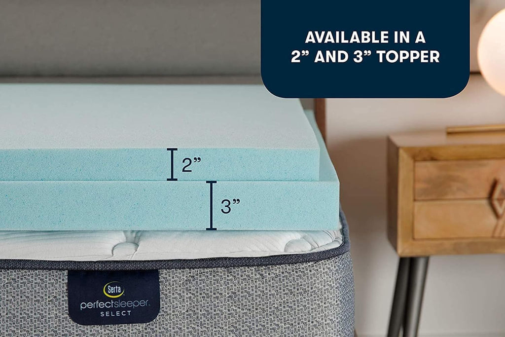 ThermaGel Cooling, Pressure-Relieving Memory Foam Mattress Topper, 2 Inch, Queen,Blue