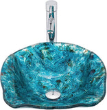 Bathroom Vessel Sinks Artistic Light Blue Tempered Glass Vessel Bowl Sink Counter Top Installation Bathroom Vanity
