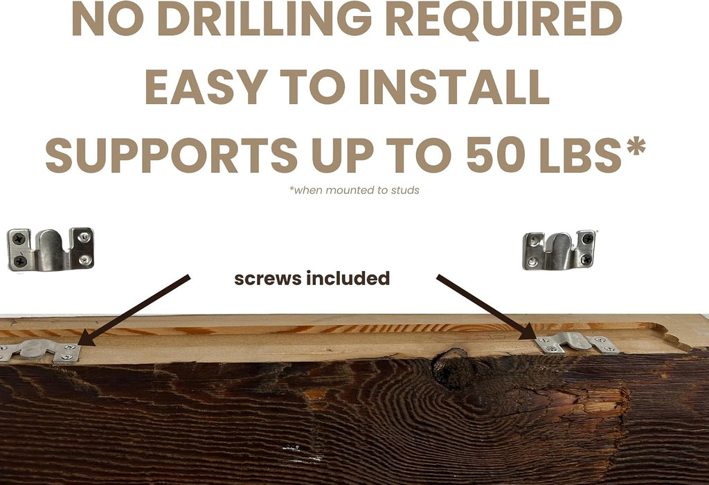 Reclaimed Wood Wall Shelf | Solid Rustic American Barnwood with Floating Shelf Brackets | 2.75" Thickness | 36" L x