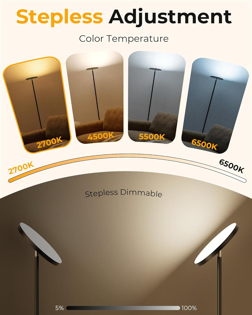 Floor Lamps, 69" Tall LED Lamp, 2800LM Standing Lamp Remote & Foot Switch with 1H Timer