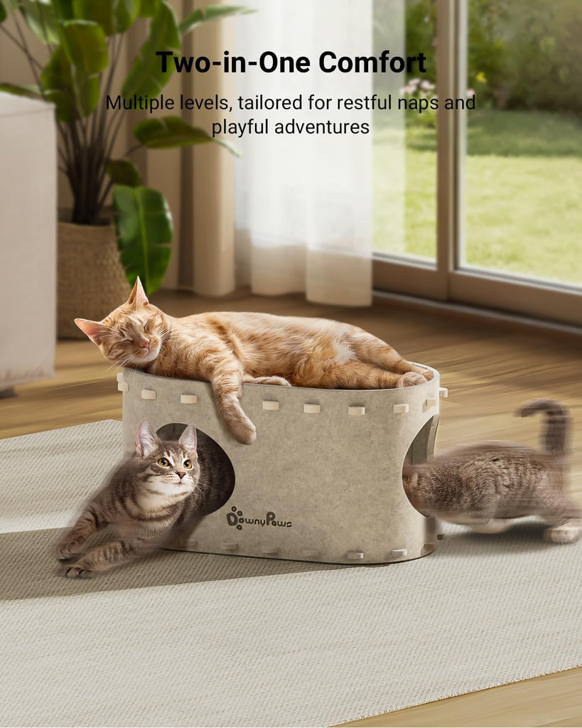 Cat House for Indoor Cats, Cat Bed Cave for Multiple & Large Cats Up to 22 Lbs, Scratch Resistant