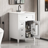 24-Inch Bathroom Vanity Sink Set – Cabinet with Tip-Out Drawer, Adjustable Shelf, Soft-Close Door & Solid Wood Legs, Black