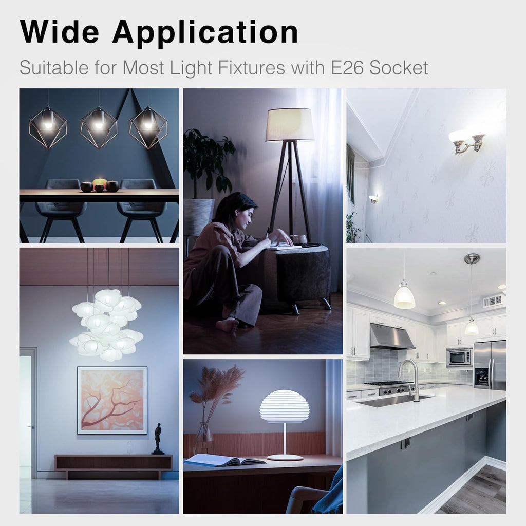 24 Pack LED Bulbs Daylight White 5000K, 60 Watt Equivalent A19 Standard Bulbs, E26 Base, 800 LM, Efficient 9W Energy