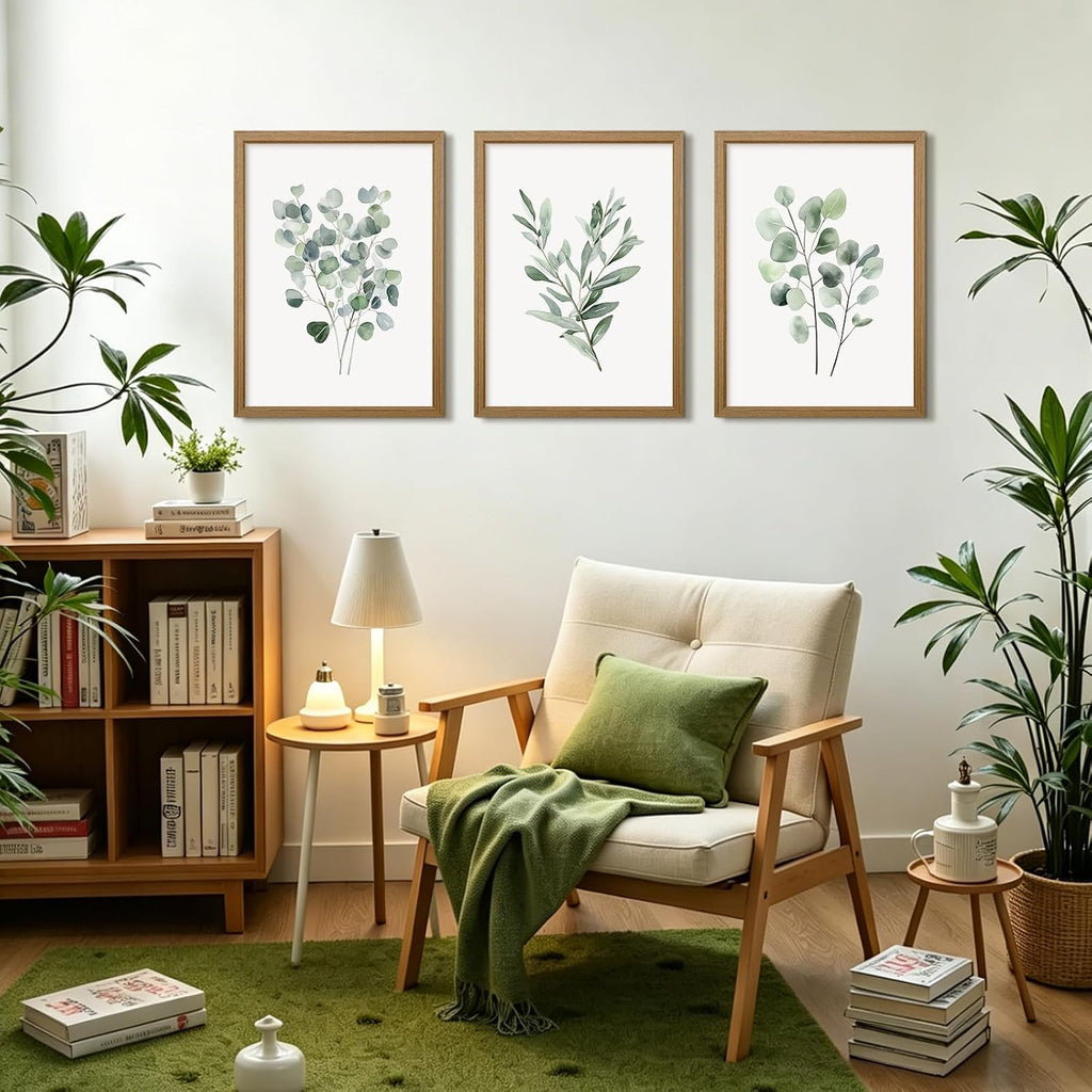 Botanical Wall Art Sage Green Canvas Wall Decor Eucalyptus Art Watercolor Plant Pictures Green Botanical Prints